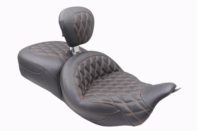 Mustang 08-25 Harley FL Touring Rd King Sp, Rd Glide Ltd, Dble Diamond ST Backrest - Black/MO