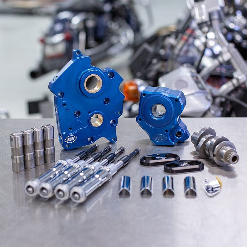 S&S Cycle 2017+ WC M8 Models Chain Drive 465C Cam Chest Kit w/ Chrm Pushrod Tubes - Incl. VVT